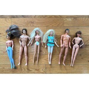 Barbie & Other Dolls Lot Of 6  - Unknown Models Females/Males Vintage